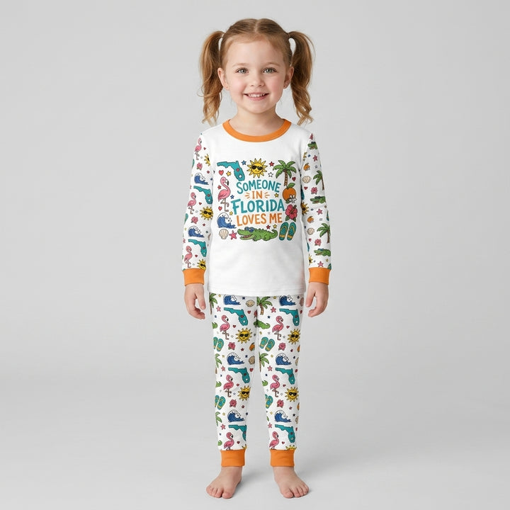 Someone in Florida Loves Me Bamboo Two Piece Long Sleeve Pajama Set - Art