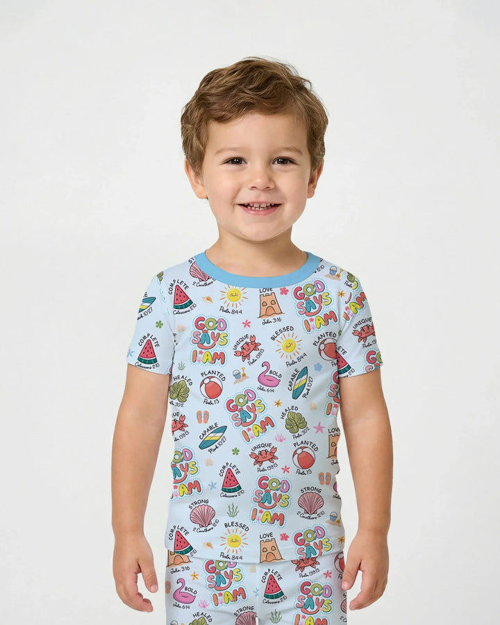 Zweiteiliges, kurzärmliges Pyjama-Set mit Marienkäfern