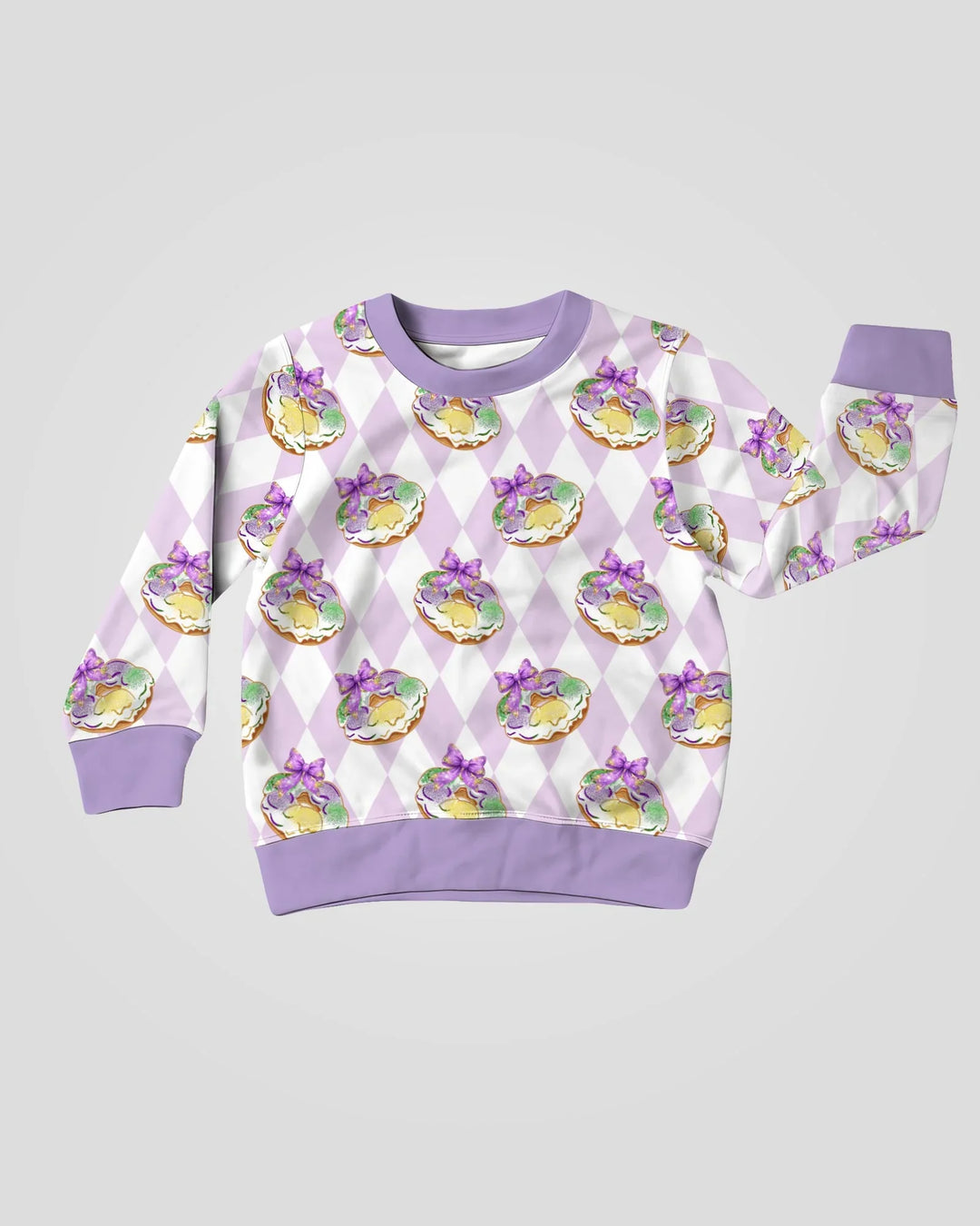 Mardi Gras Donut Bambus-Sweatshirt mit Rundhalsausschnitt