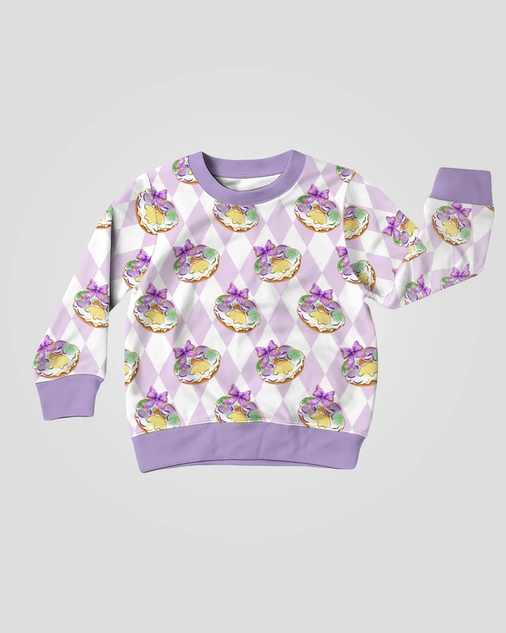 Mardi Gras Donut Bambus-Sweatshirt mit Rundhalsausschnitt