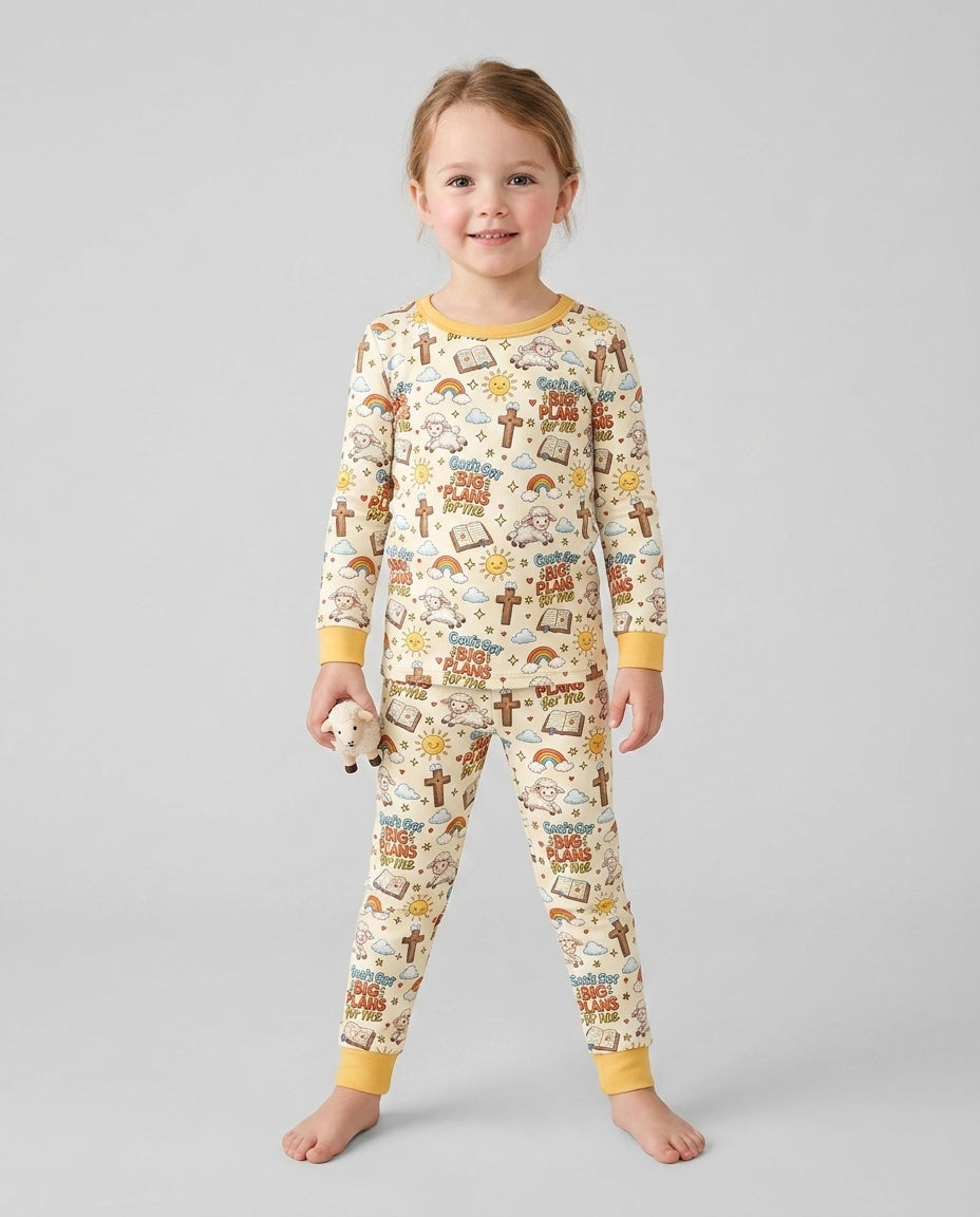 Zweiteiliges Langarm-Pyjama-Set mit Sommerfrüchten