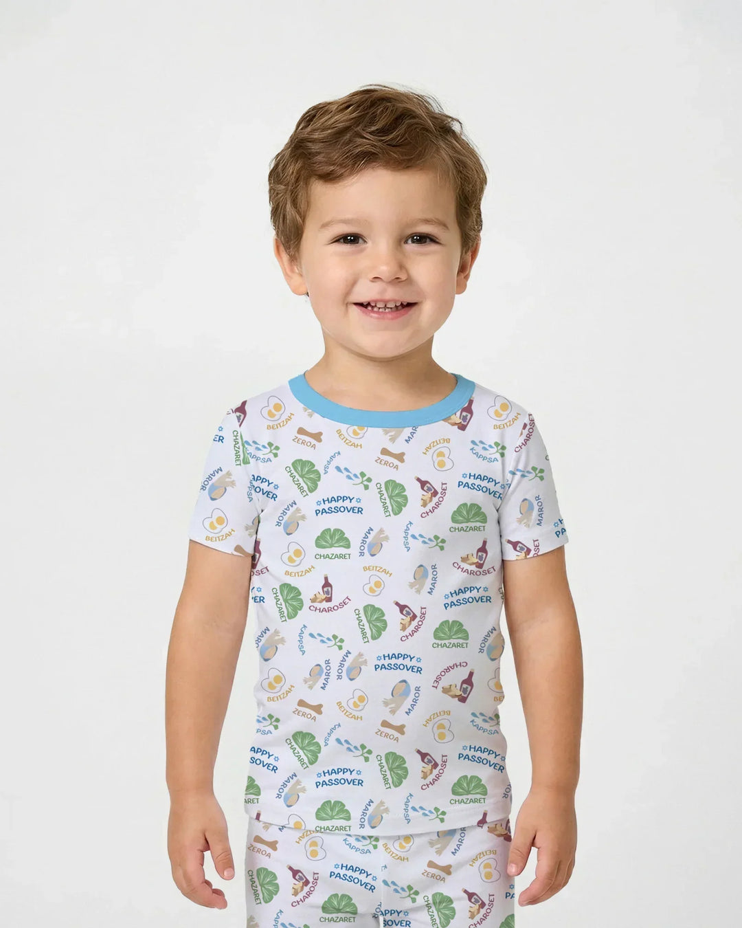 Happy Passover Matching Family Bamboo Two Piece Short Sleeve Pajama Set