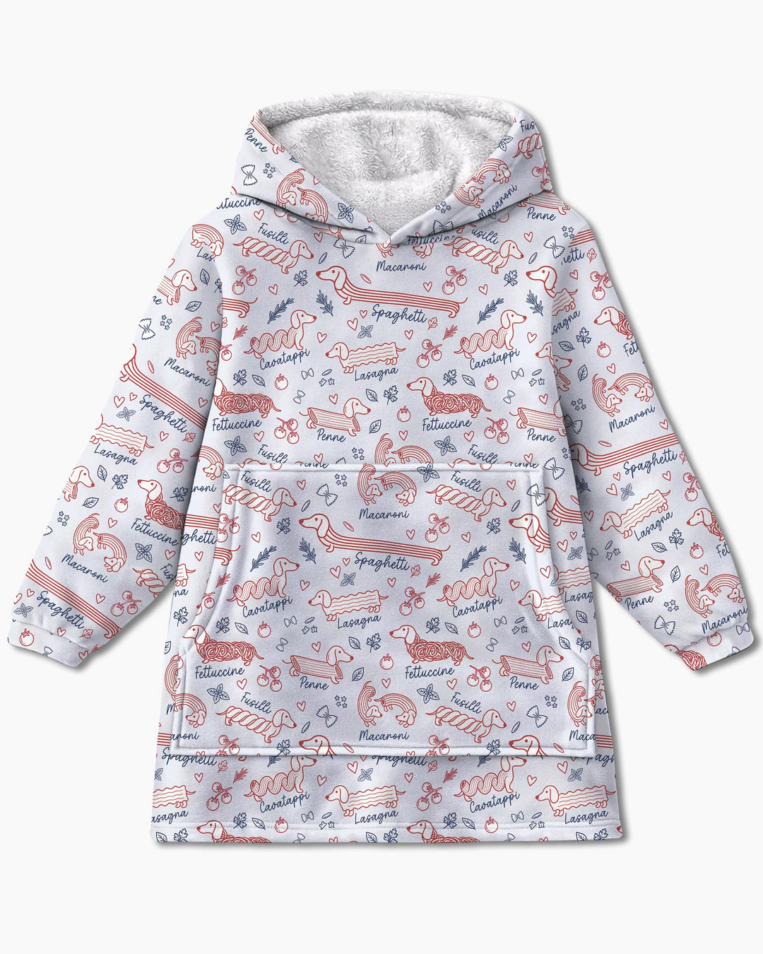 Funny Dachshund Pasta Pups Bamboo Blanket Hoodie