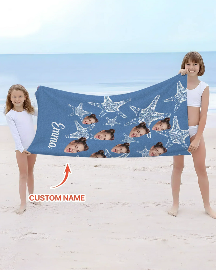 Personalisiertes Seestern-Bambus-Strandtuch mit Namen