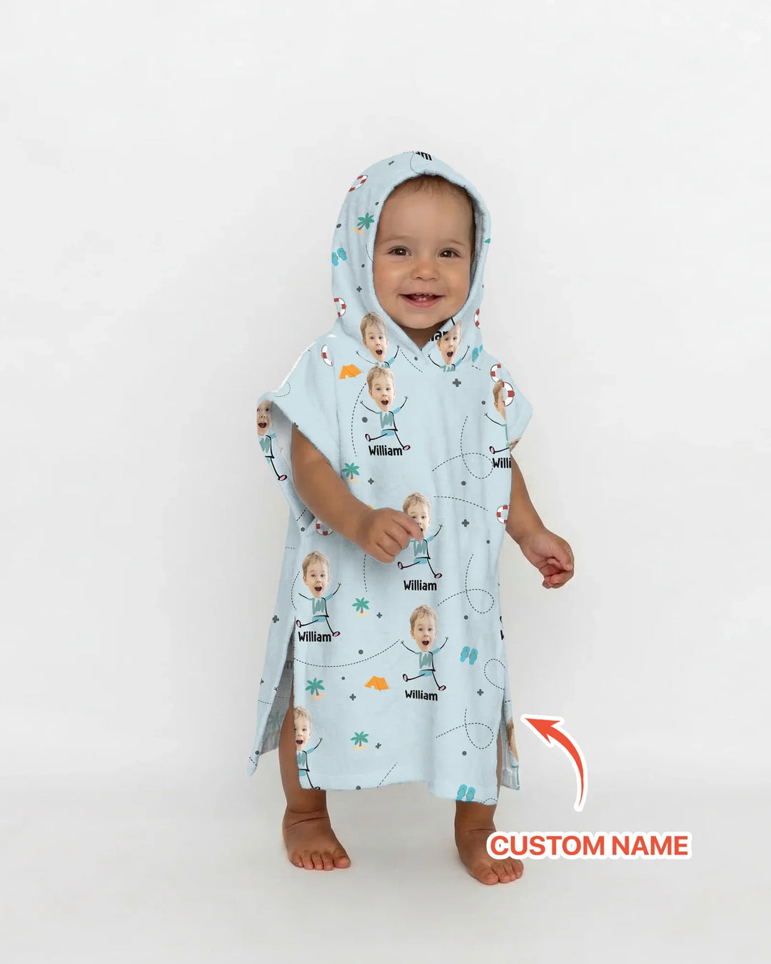 Bade-Poncho für Kinder aus Bambus mit individuellem Foto – Sommerspaß
