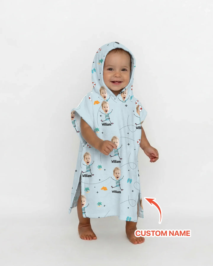 Bade-Poncho für Kinder aus Bambus mit individuellem Foto – Sommerspaß