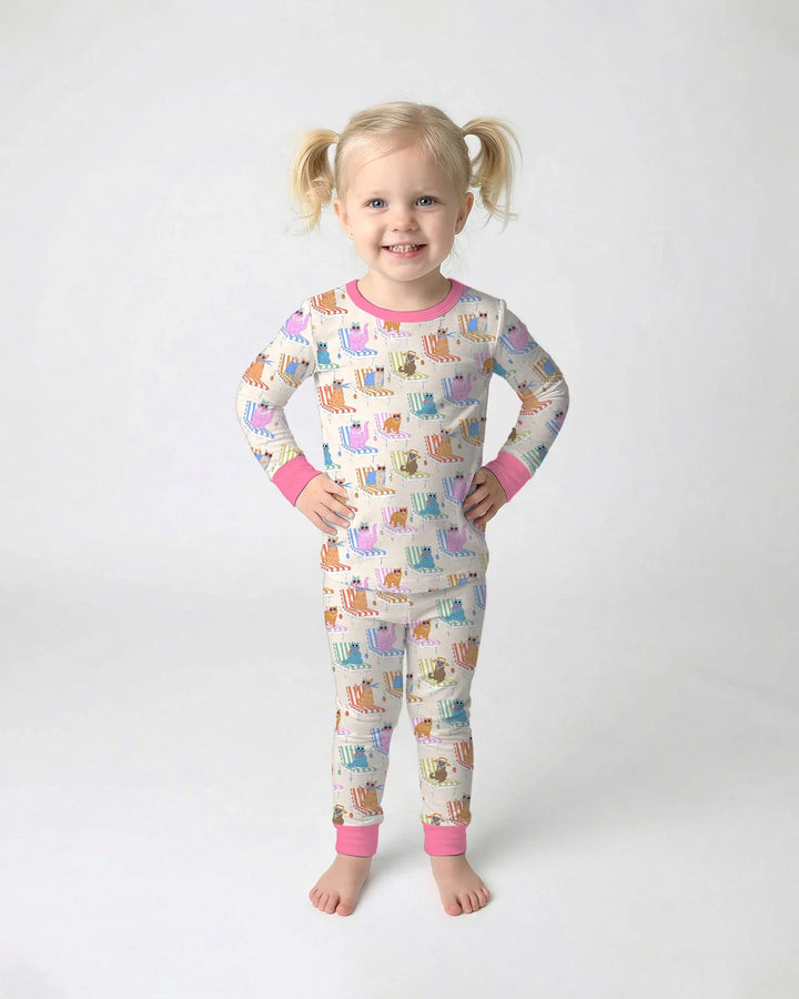Zweiteiliges Langarm-Pyjama-Set mit Sommerfrüchten