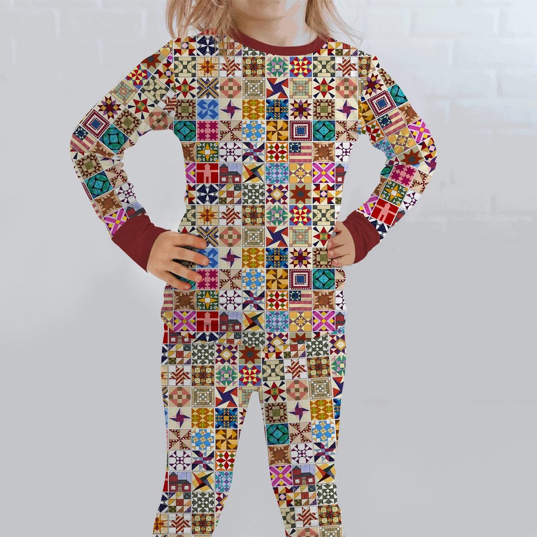 Zweiteiliges Langarm-Pyjama-Set mit Sommerfrüchten