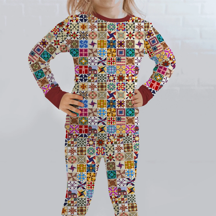 Zweiteiliges Langarm-Pyjama-Set mit Sommerfrüchten