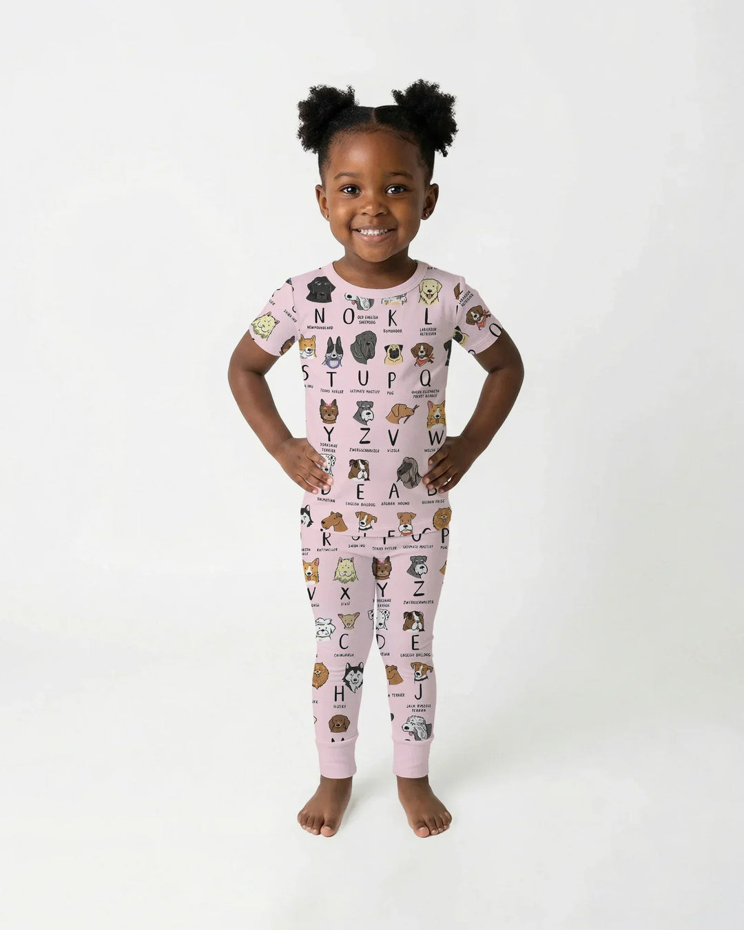 Funny Dogs Alphabet Bamboo Two Piece Short Sleeve Pajama Set