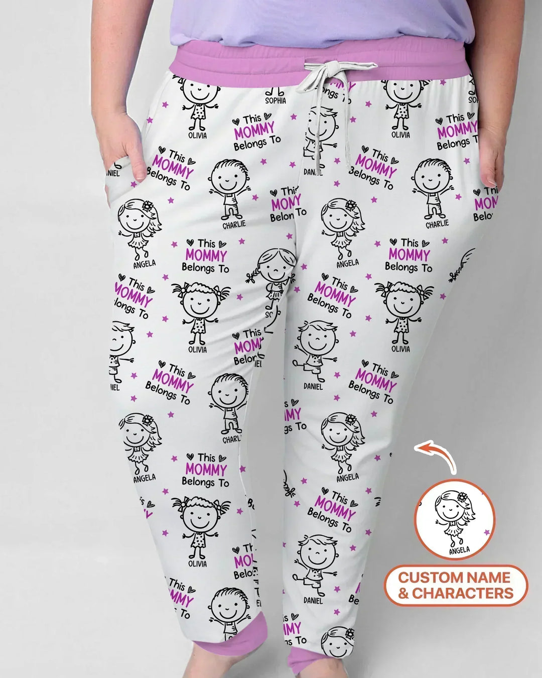 Personalisierter Name „Diese Mama gehört zu“ Doodle Bambus Damen Pyjama-Set