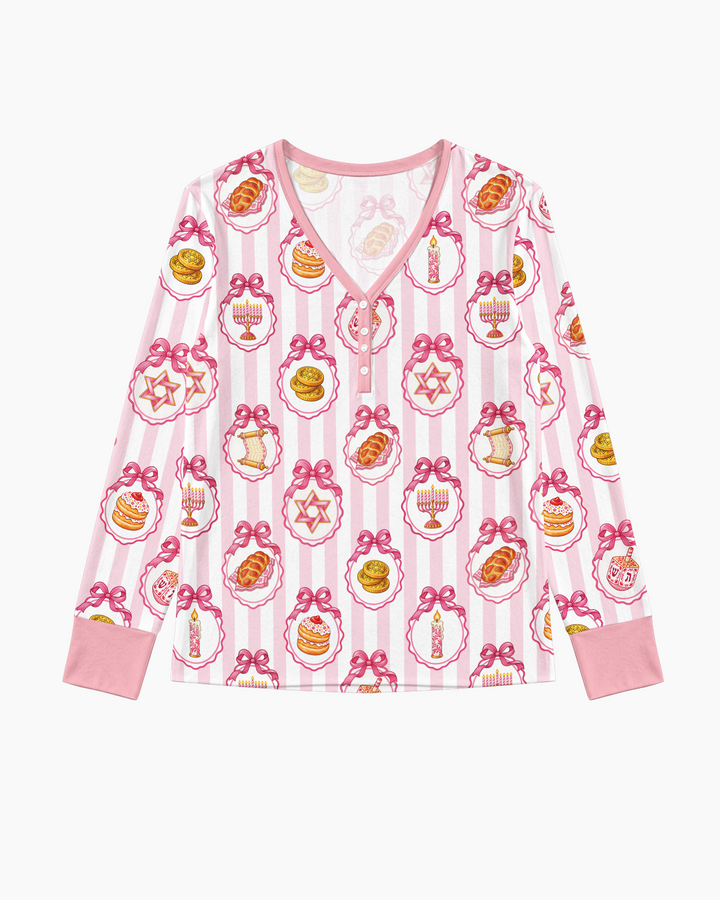 Hanukkah Bows & Blessings Mommy & Me Matching Bamboo Women Pajama Set