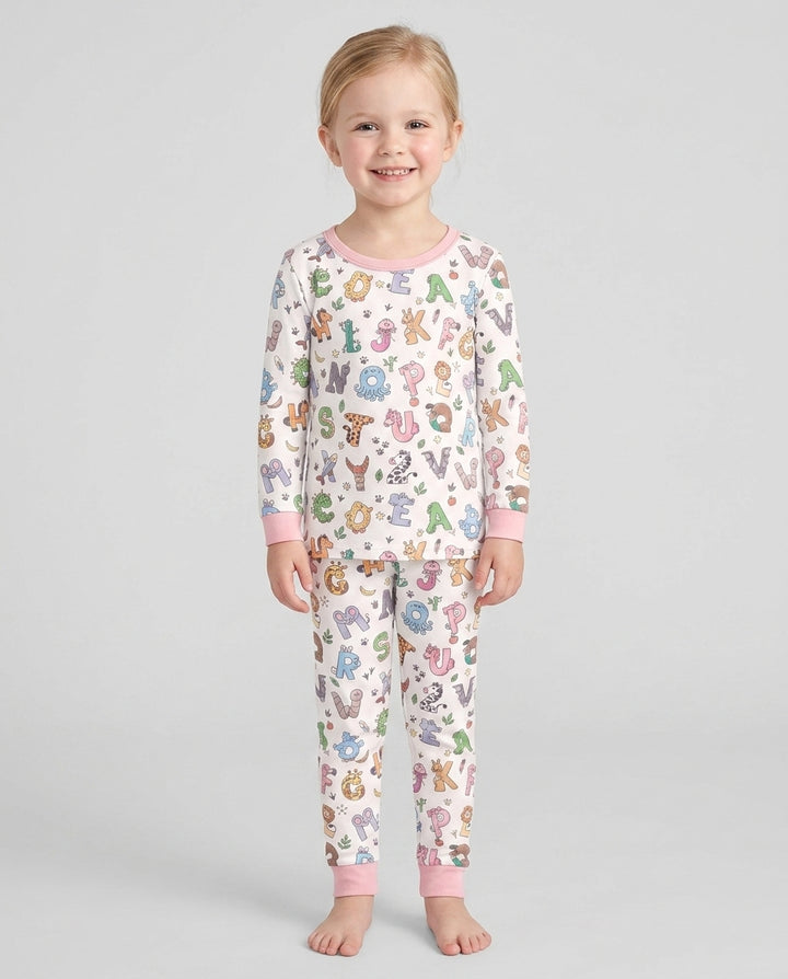 Animals Alphabet Bamboo Two Piece Long Sleeve Pajama Set