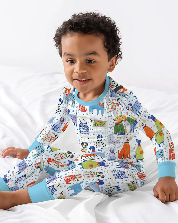 Whimsical Puppy Bamboo Two Piece Long Sleeve Pajama Set
