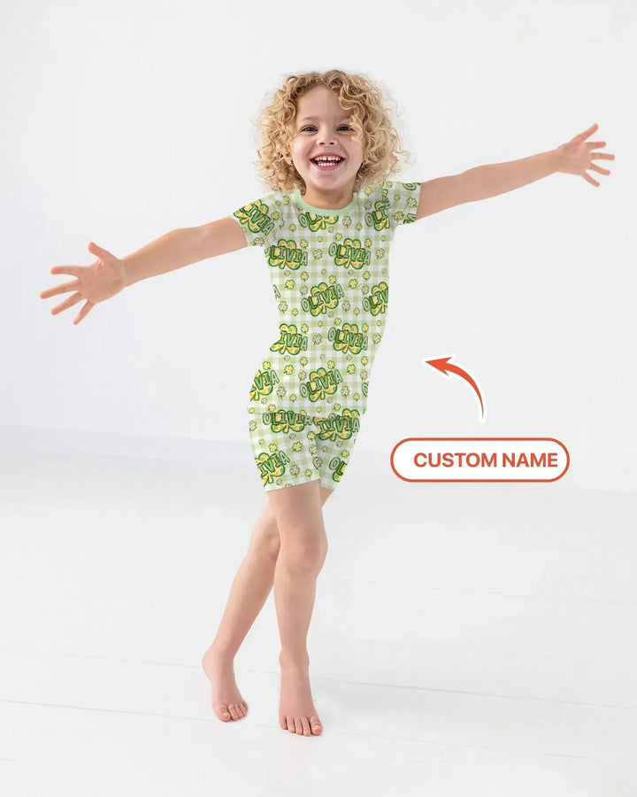Zweiteiliges Pyjama-Set mit kurzen Ärmeln und Shorts im Sommer-Design