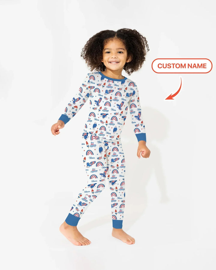 Zweiteiliges Langarm-Pyjama-Set mit Sommerfrüchten