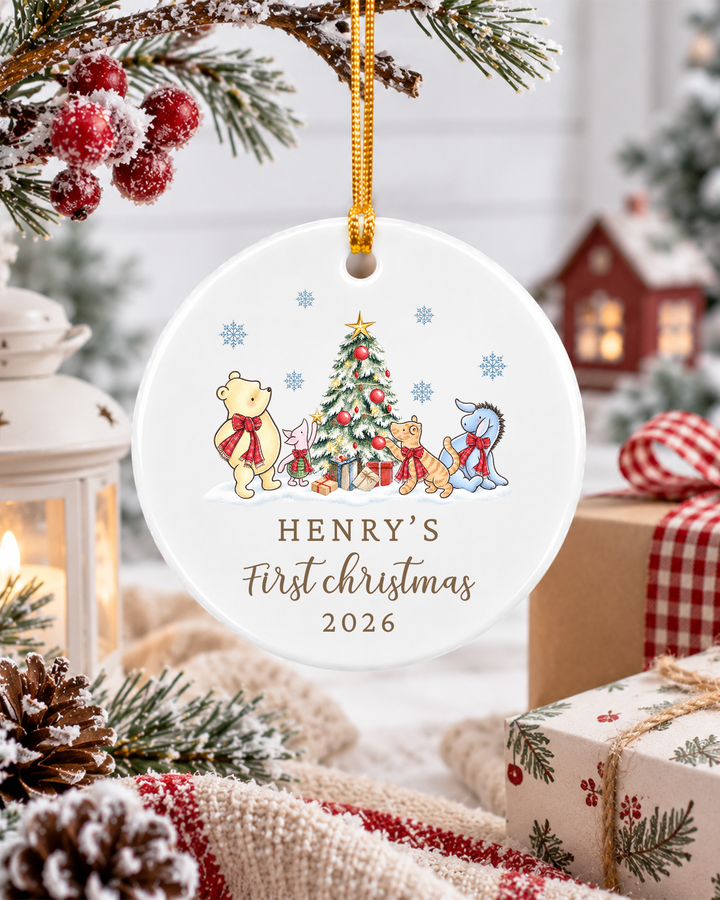 1st Christmas Classic Bear- Personalized Ceramic Ornament