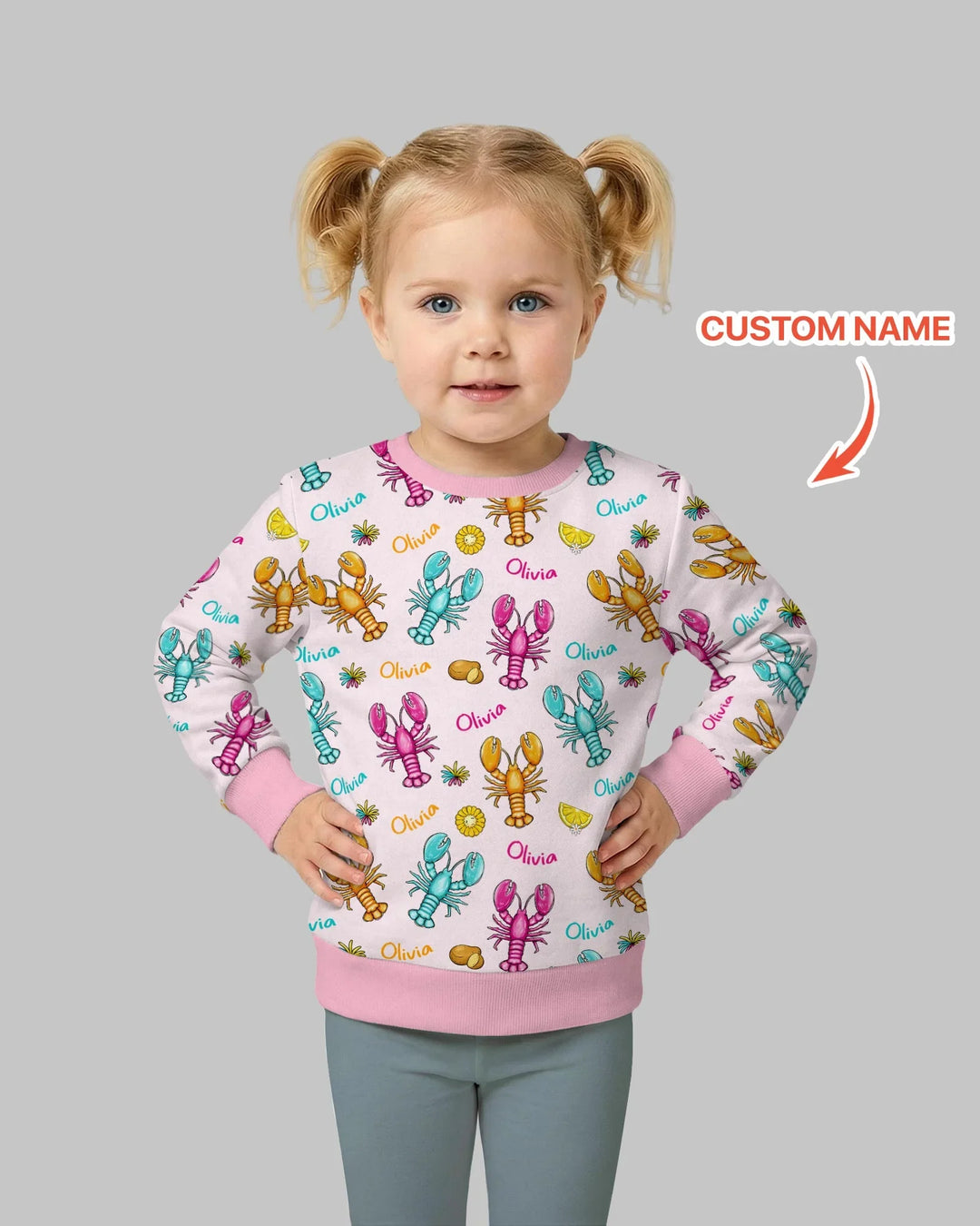 Personalisierter Name Krabben-Crew Bambus-Rundhals-Sweatshirt