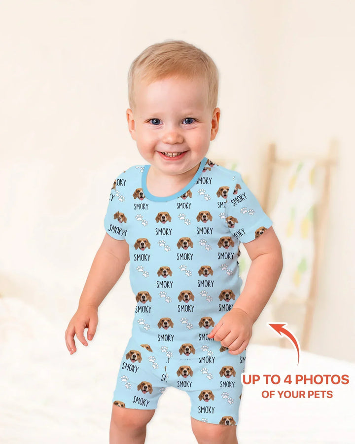 Zweiteiliges Pyjama-Set mit kurzen Ärmeln und Shorts im Sommer-Design