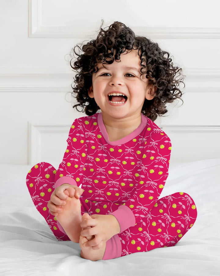 Zweiteiliges Langarm-Pyjama-Set mit Sommerfrüchten