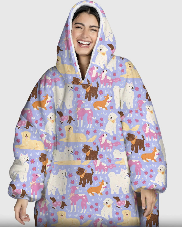 Floral Pawty Wearable Bamboo Blanket Hoodie