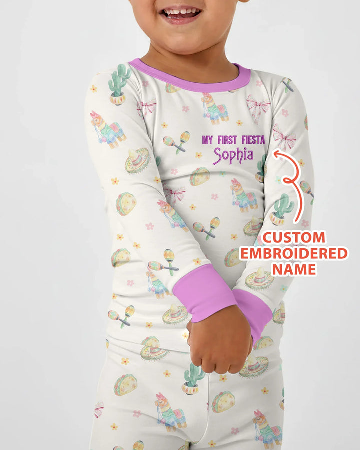 Zweiteiliges Langarm-Pyjama-Set mit Sommerfrüchten