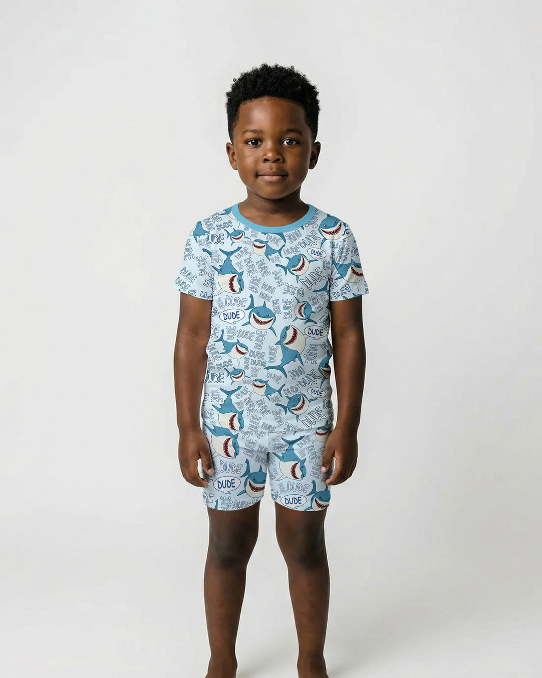 Dude Shark Bamboo Two Piece Short Sleeve Shorts Pajama Set