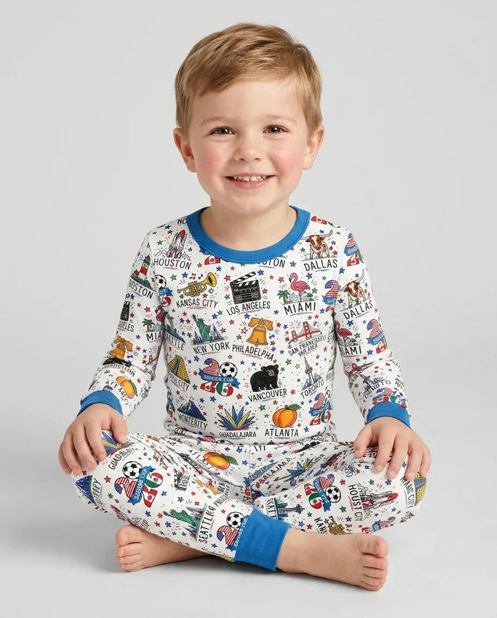 Zweiteiliges Langarm-Pyjama-Set mit Sommerfrüchten