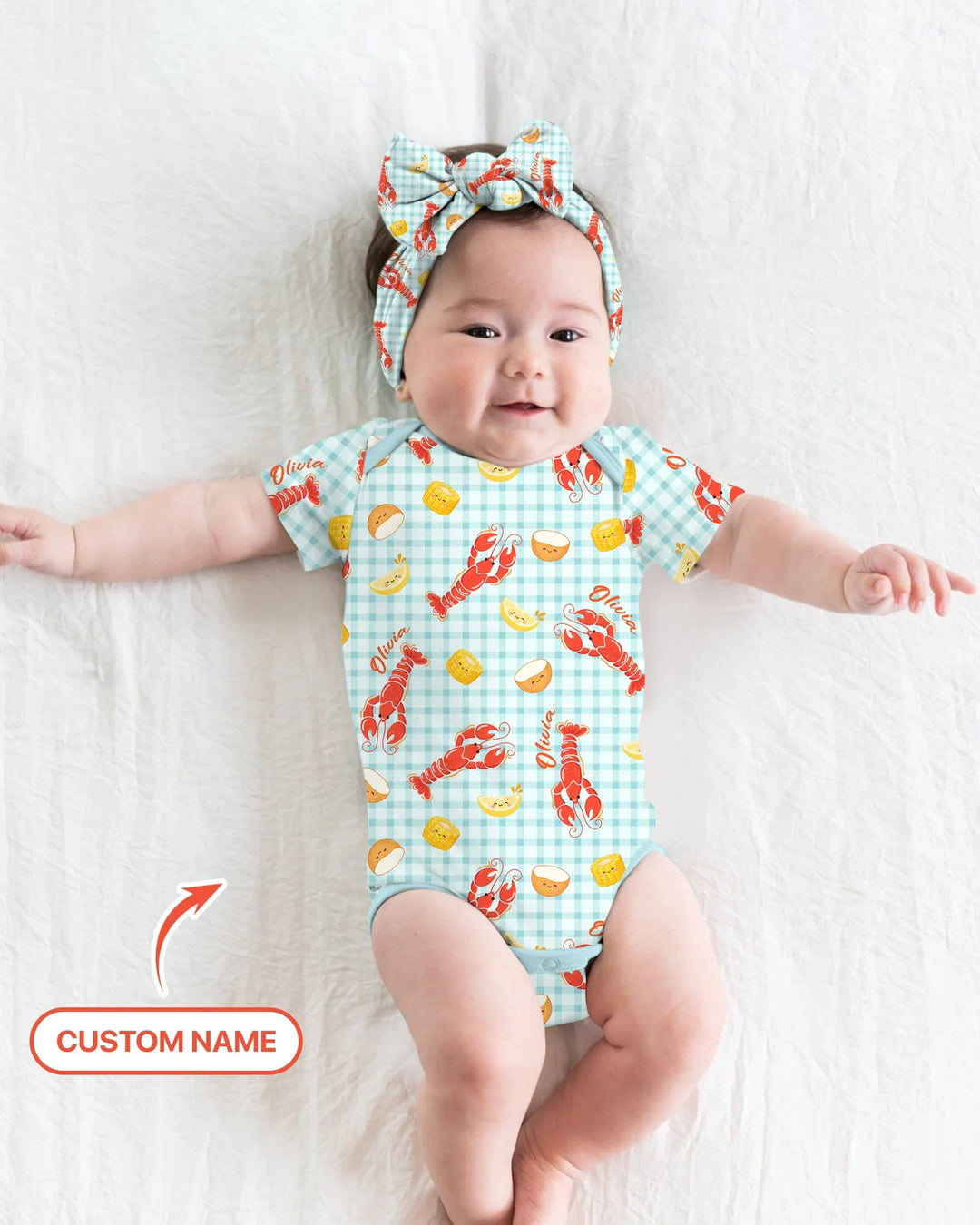 Custom Name Preppy Crawfish Season Bamboo Bodysuit