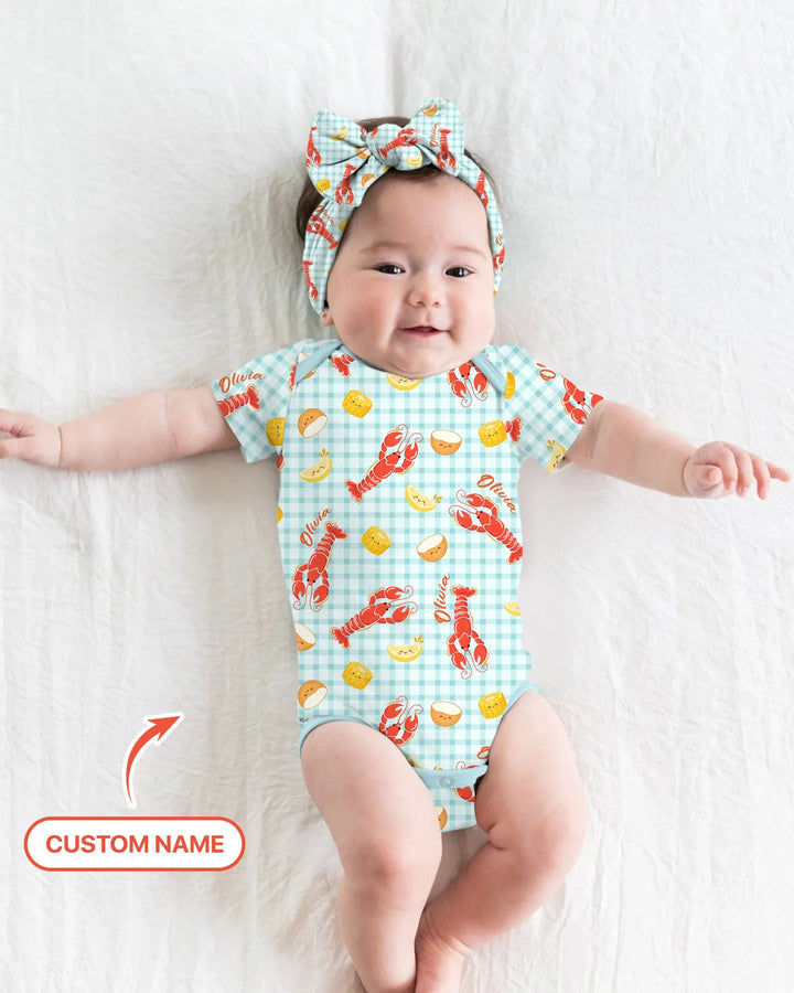 Custom Name Preppy Crawfish Season Bamboo Bodysuit