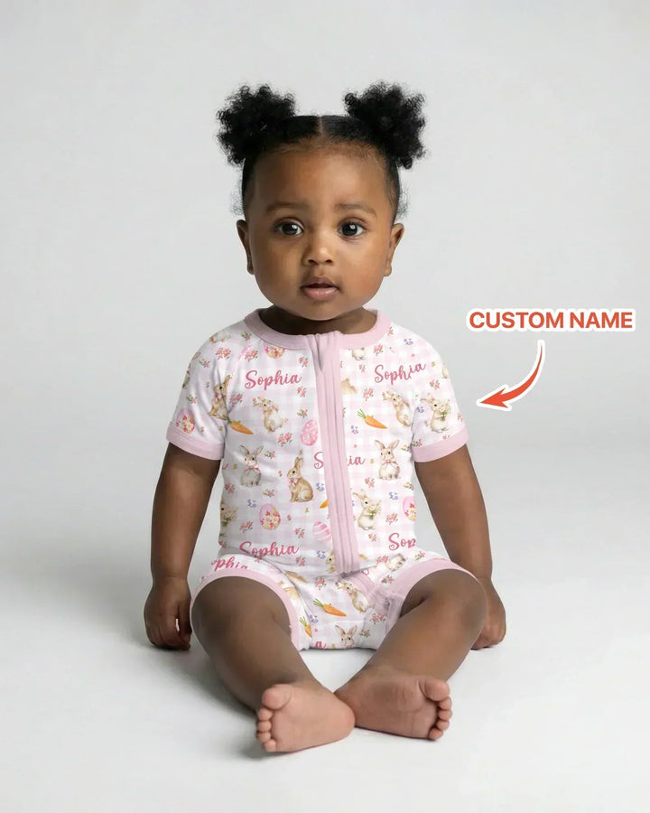 Custom Name Bunny Garden Bamboo Shorty Zippy