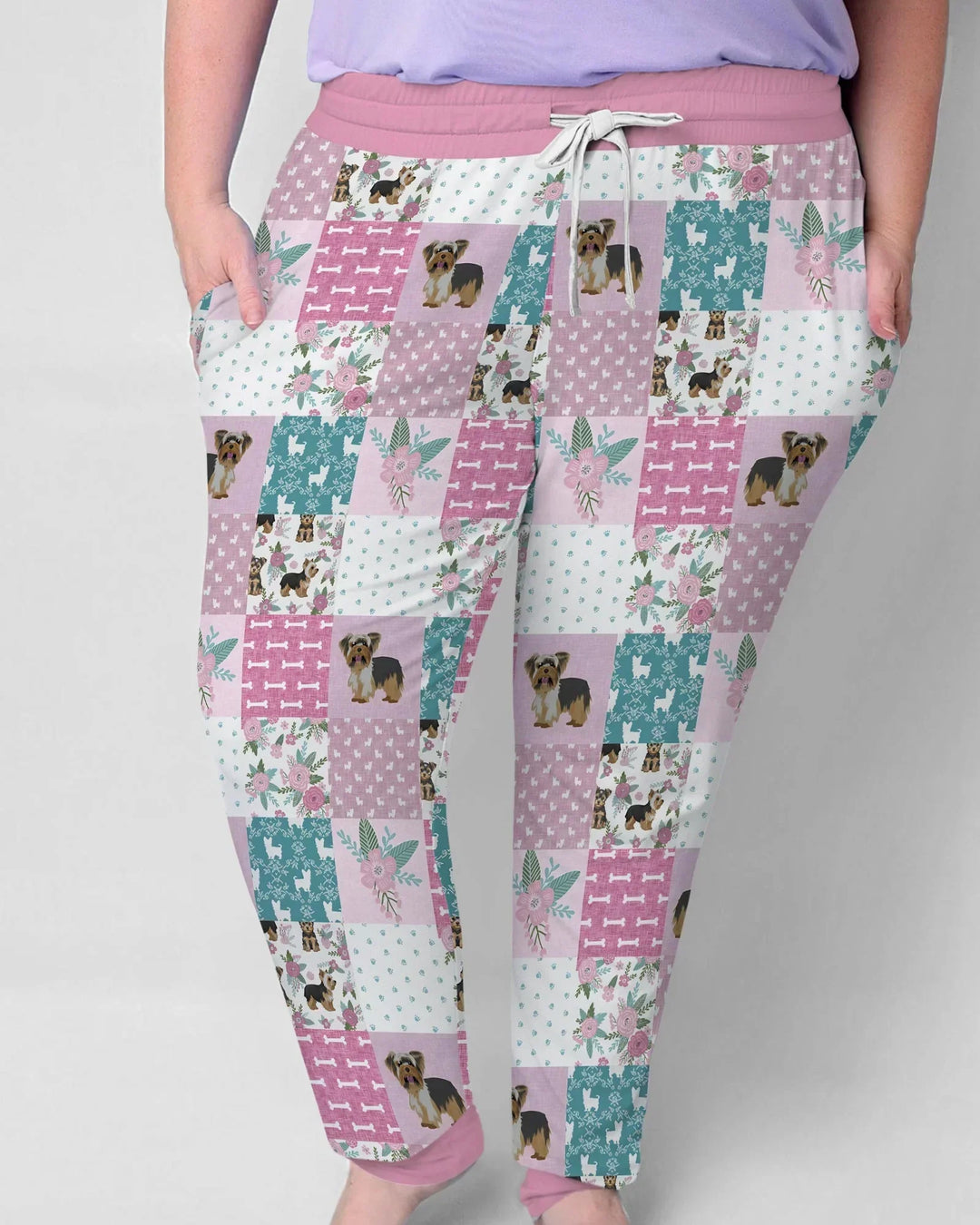 Blumen-Yorkie-Grace-Bambus-Damen-Pyjama-Set