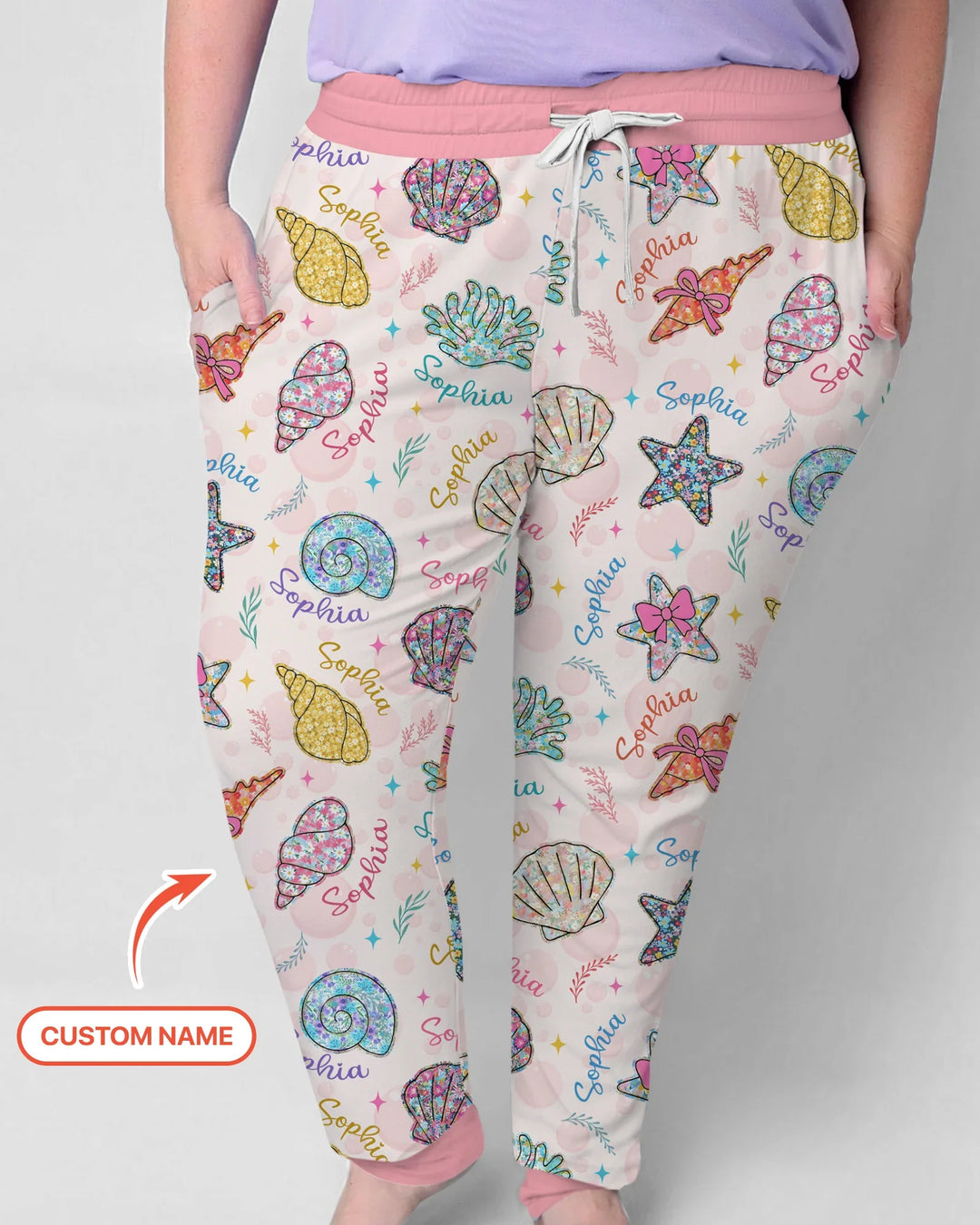 Personalisierter Name Küsten-Wildblumen Sommer-Bambus-Pyjama-Set für Damen