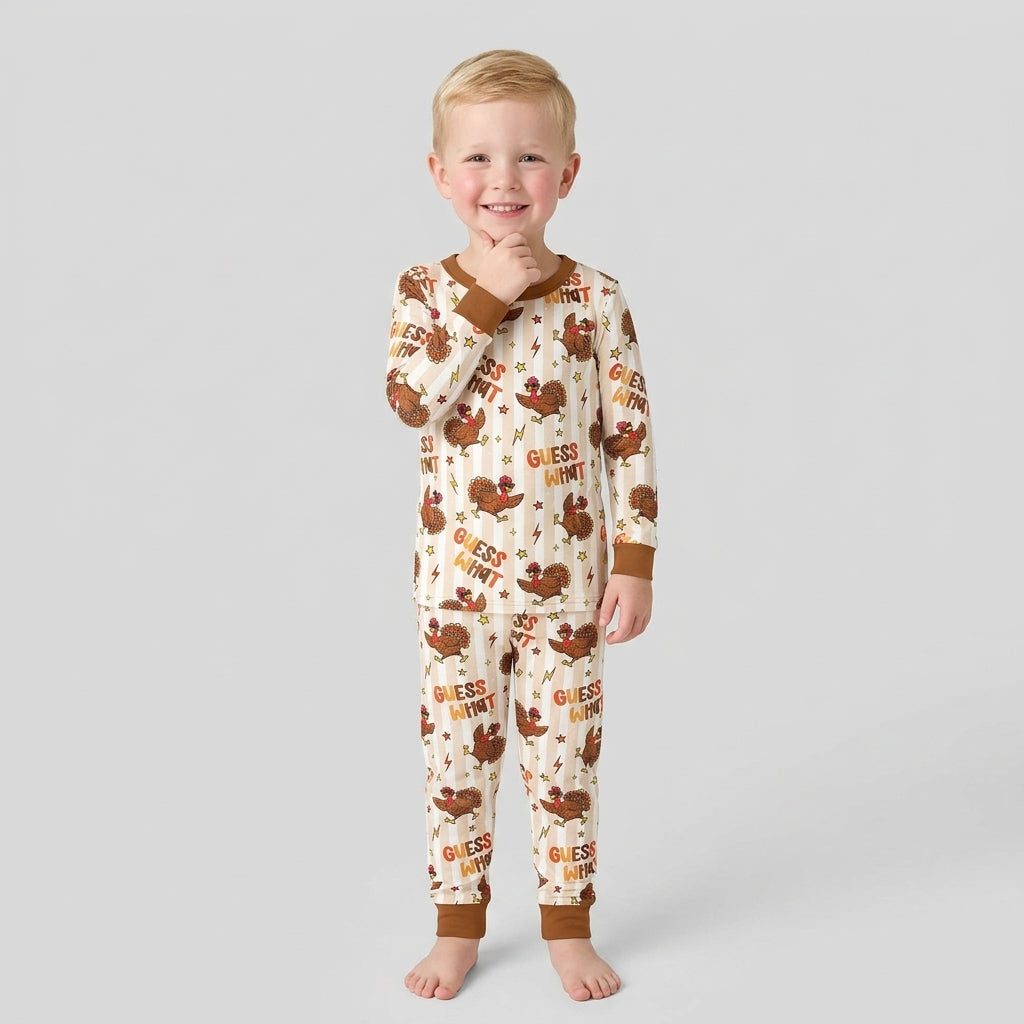 Guess What Turkey Butt Bamboo Two Piece Long Sleeve Pajama Set