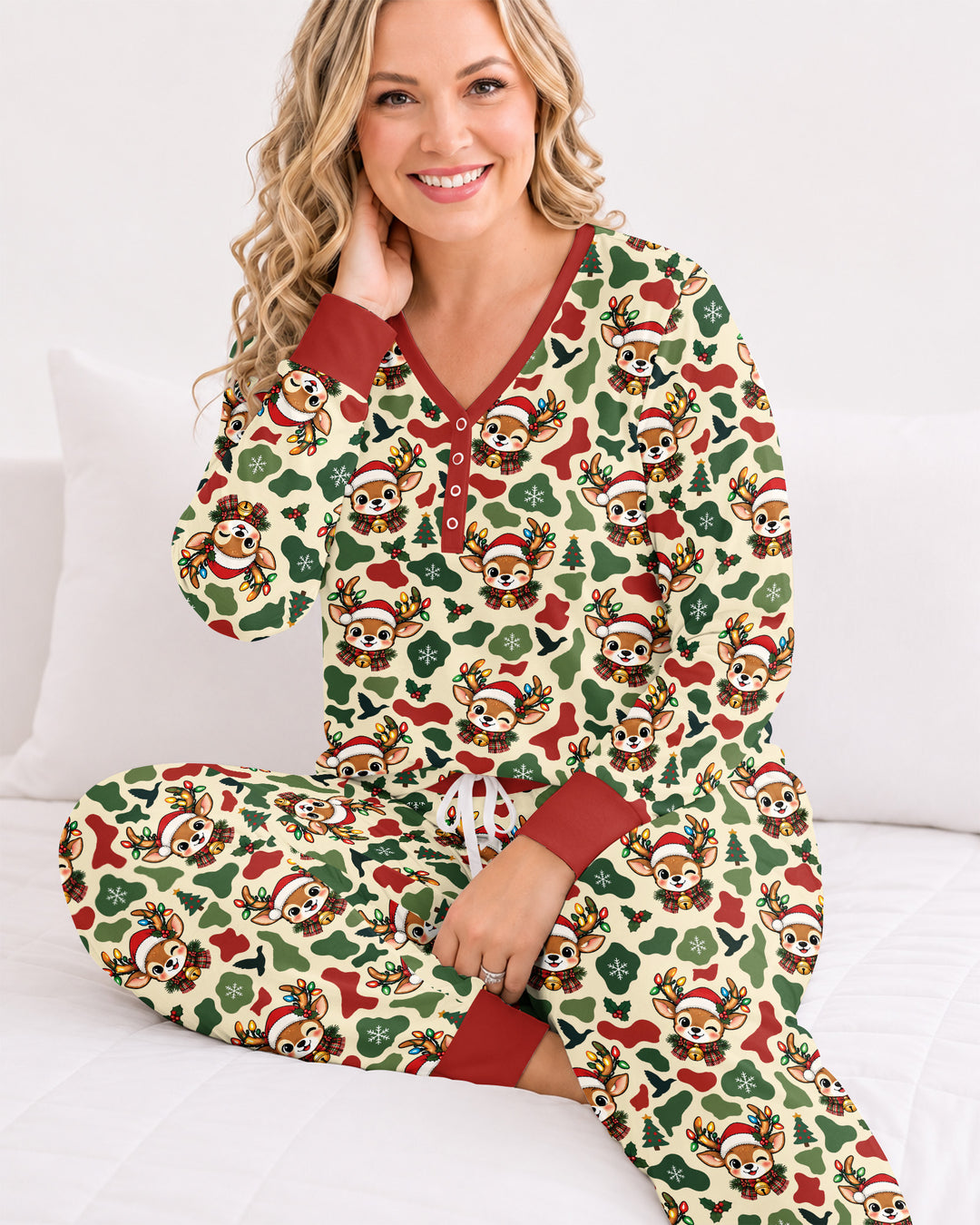 Christmas Deer Hunting Camo Bamboo Women Pajama Set