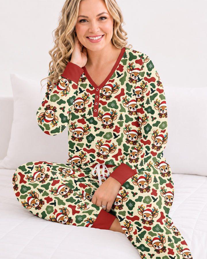 Christmas Deer Hunting Camo Bamboo Women Pajama Set