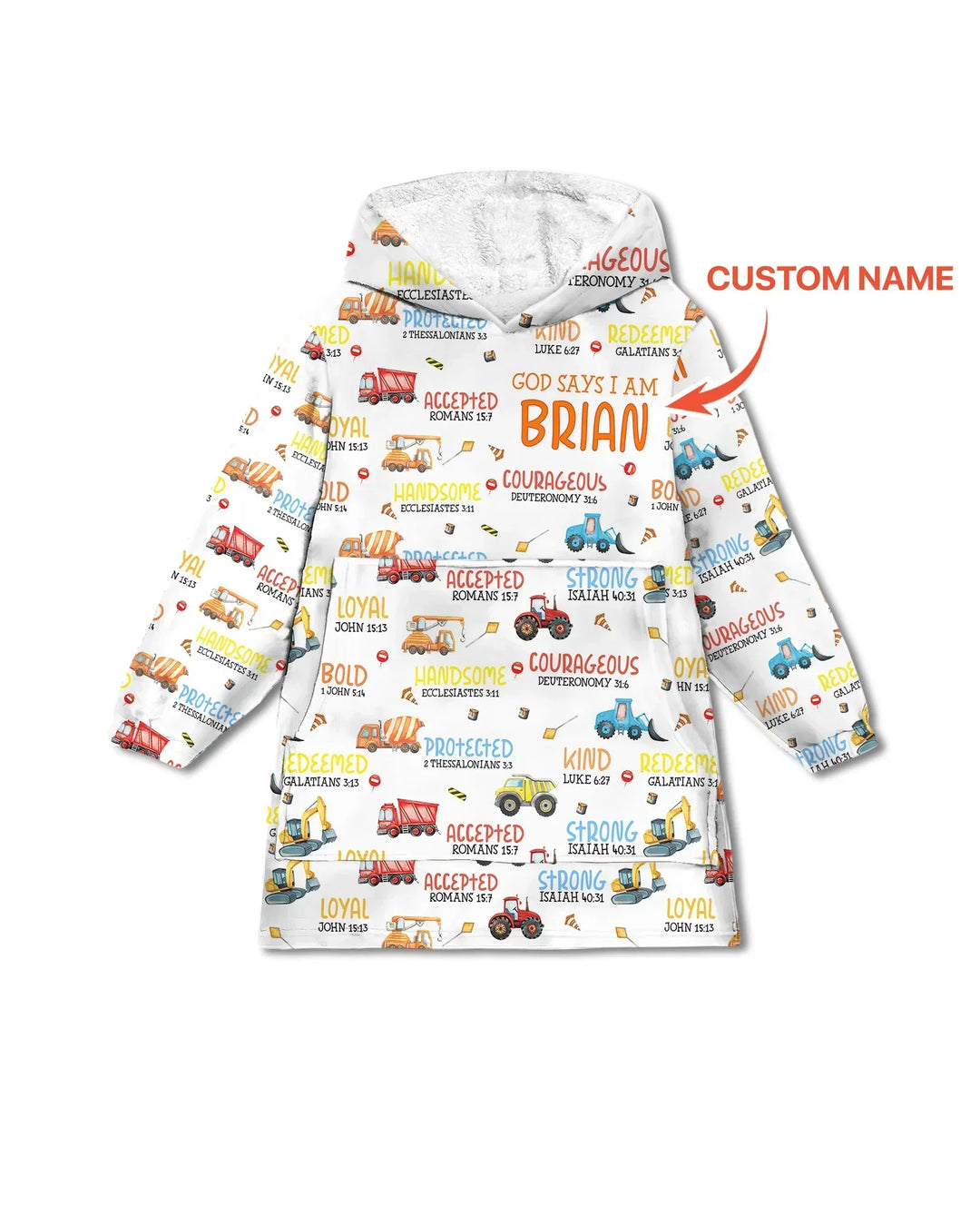 Personalisierter "God Says I Am Little Builder" Bambus-Decken-Hoodie