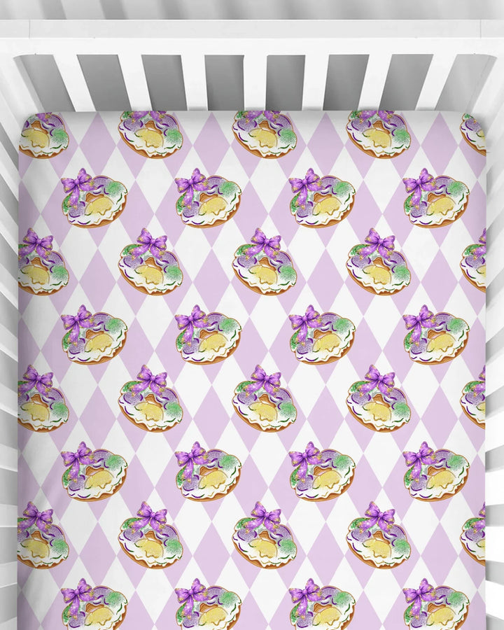 Mardi Gras Donut Bamboo Fitted Crib Sheet