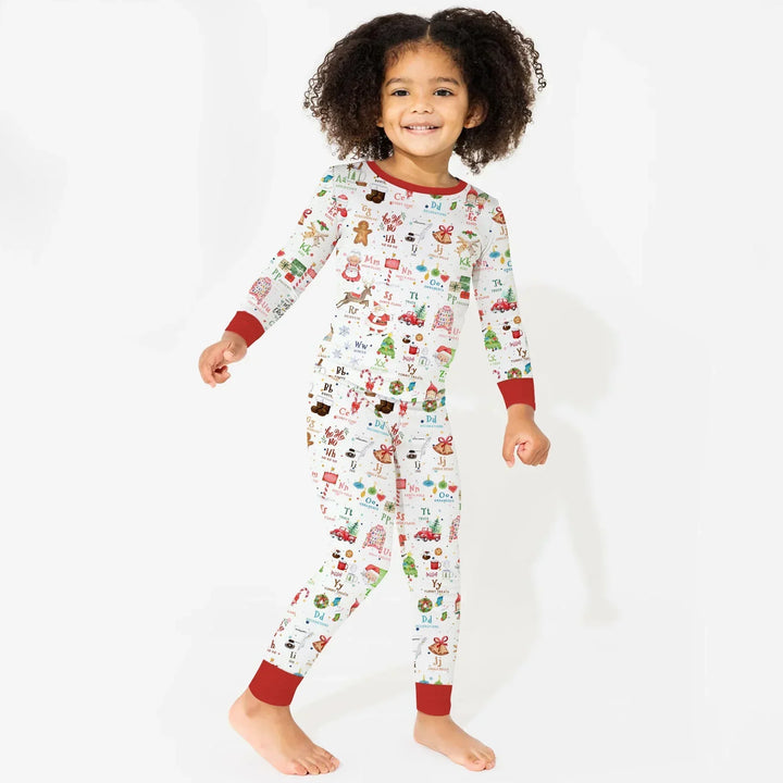 Christmas Alphabet Bamboo Two Piece Long Sleeve Pajama Set
