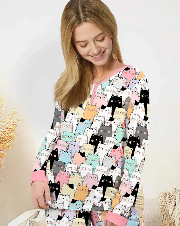 Purrfect Crowd Bambus-Pyjama-Set für Damen