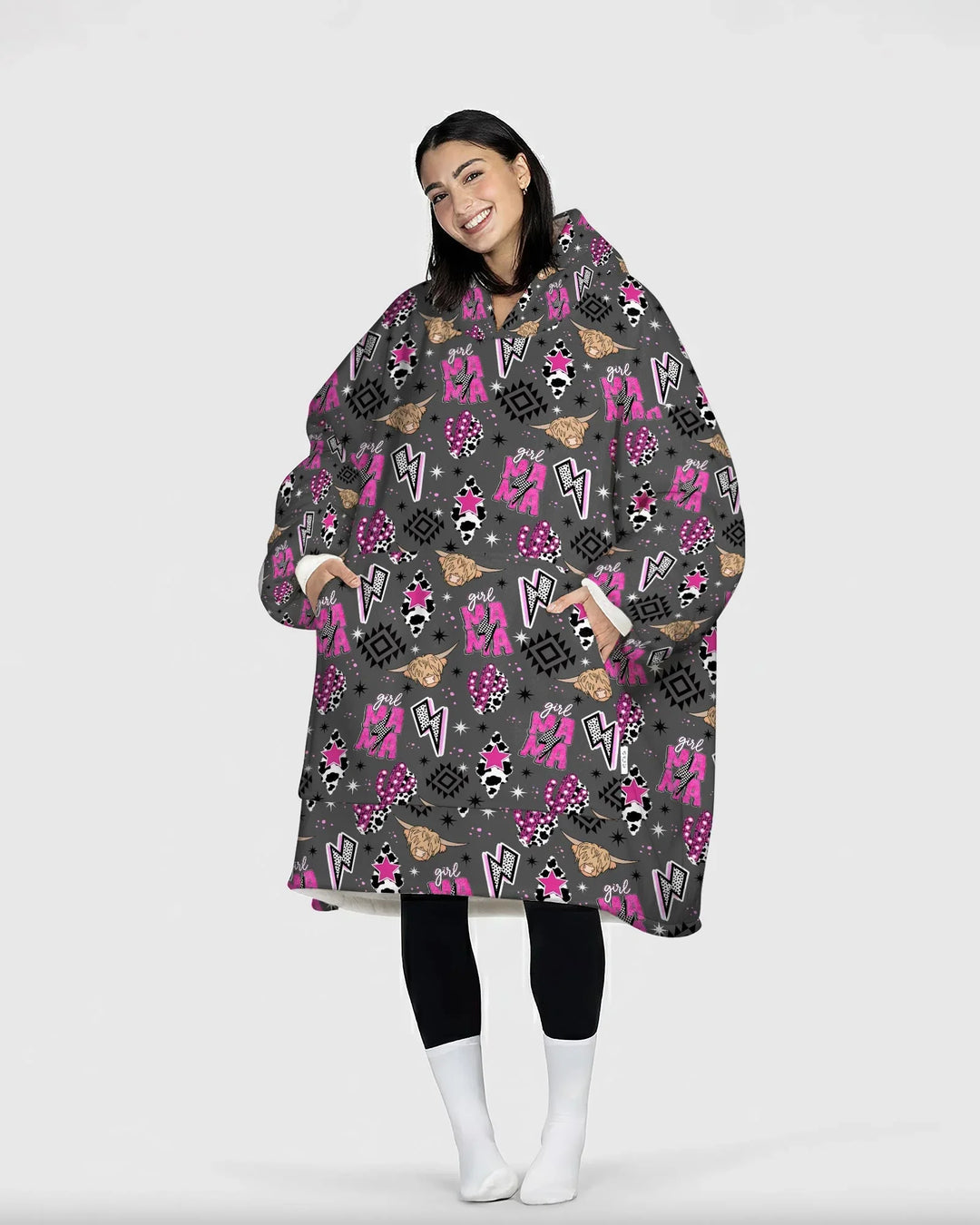 Western Mama & Ich passende tragbare Bambus-Decken-Hoodie