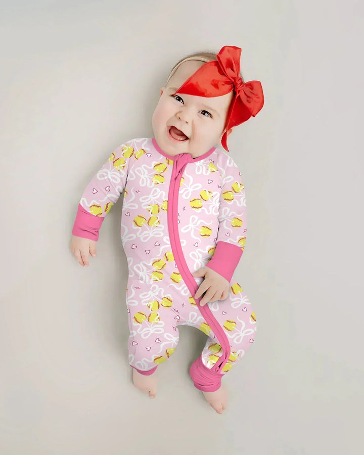 Softball Cherry Mom And Girl Matching Bamboo Convertible Zippy
