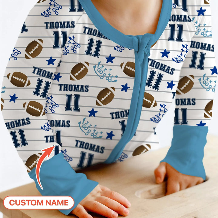 Custom Name Football Time Bamboo Convertible Zippy