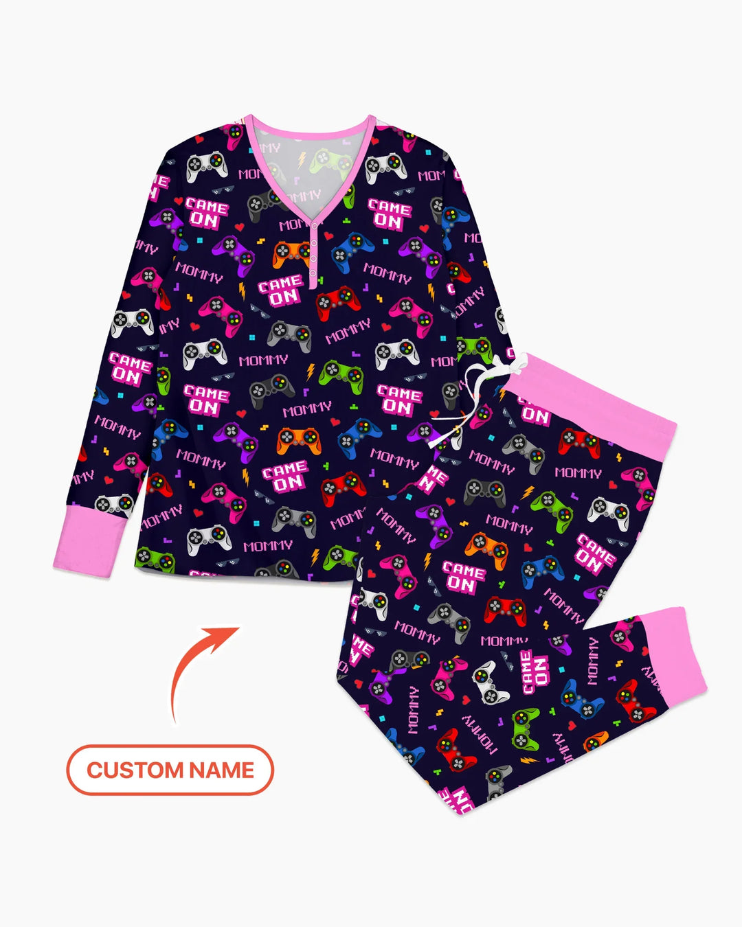 Personalisiertes Name Game On Family Schlafanzug-Set aus Bambus für Damen