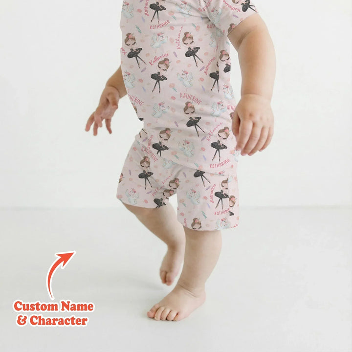 Zweiteiliges Pyjama-Set mit kurzen Ärmeln und Shorts im Sommer-Design