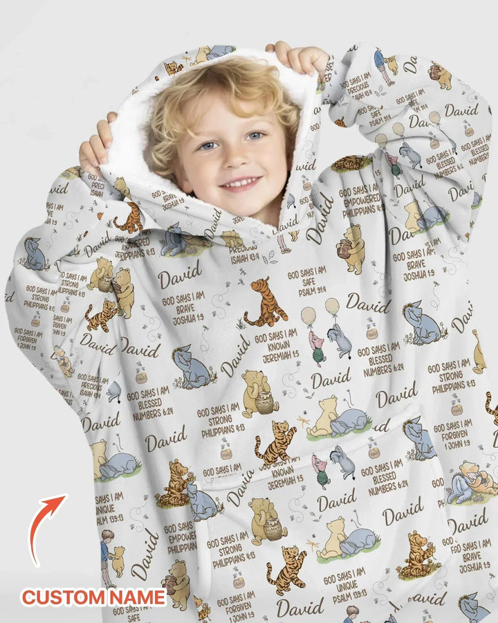 Individueller Name Gott Sagt Ich Bin Klassischer Bär Bambus Decken-Hoodie
