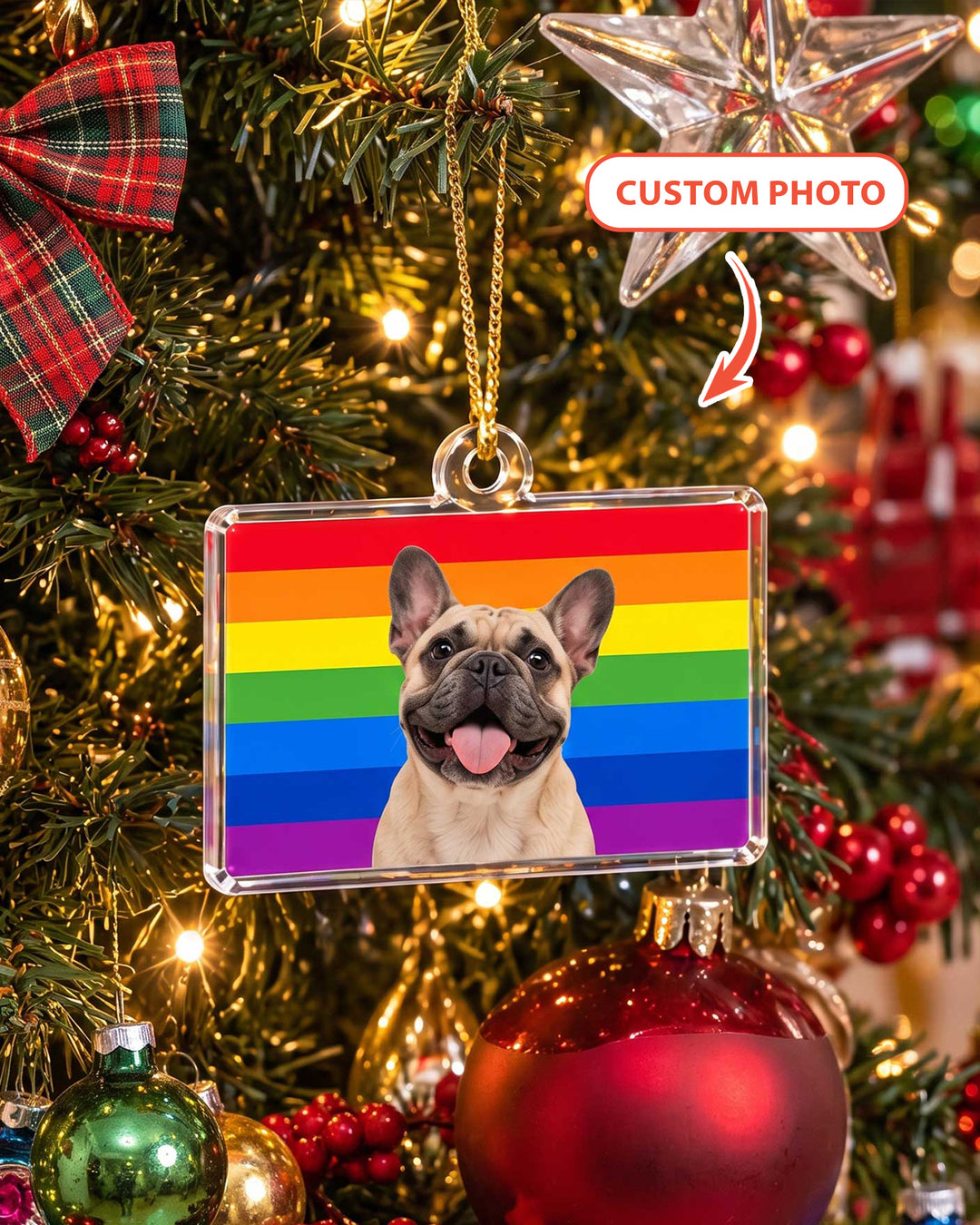 Custom Photo Flag Acrylic Ornament