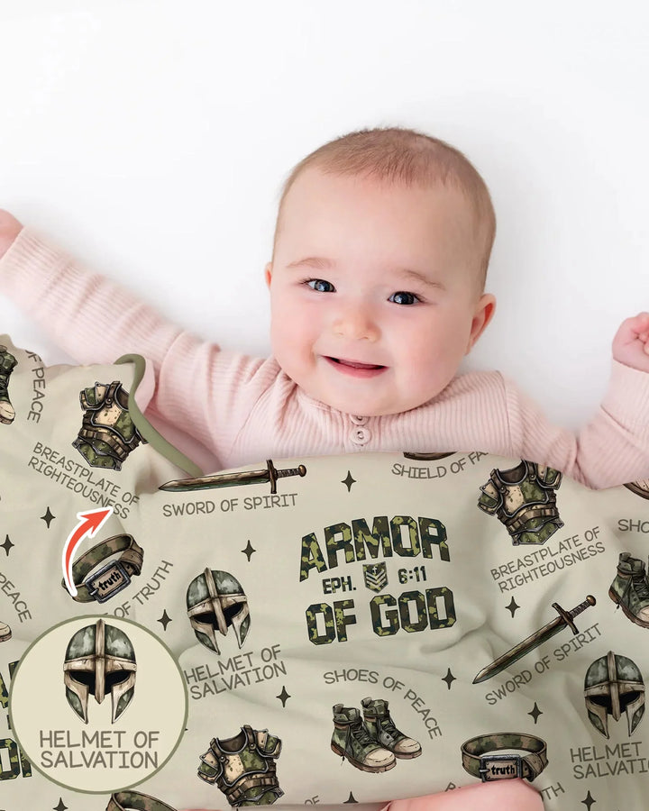 Camo Armor Of God Bamboo Blanket