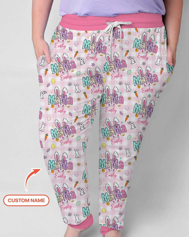 Personalisierter Name Oster-Familien-Look Bambus Damen Schlafanzug Set