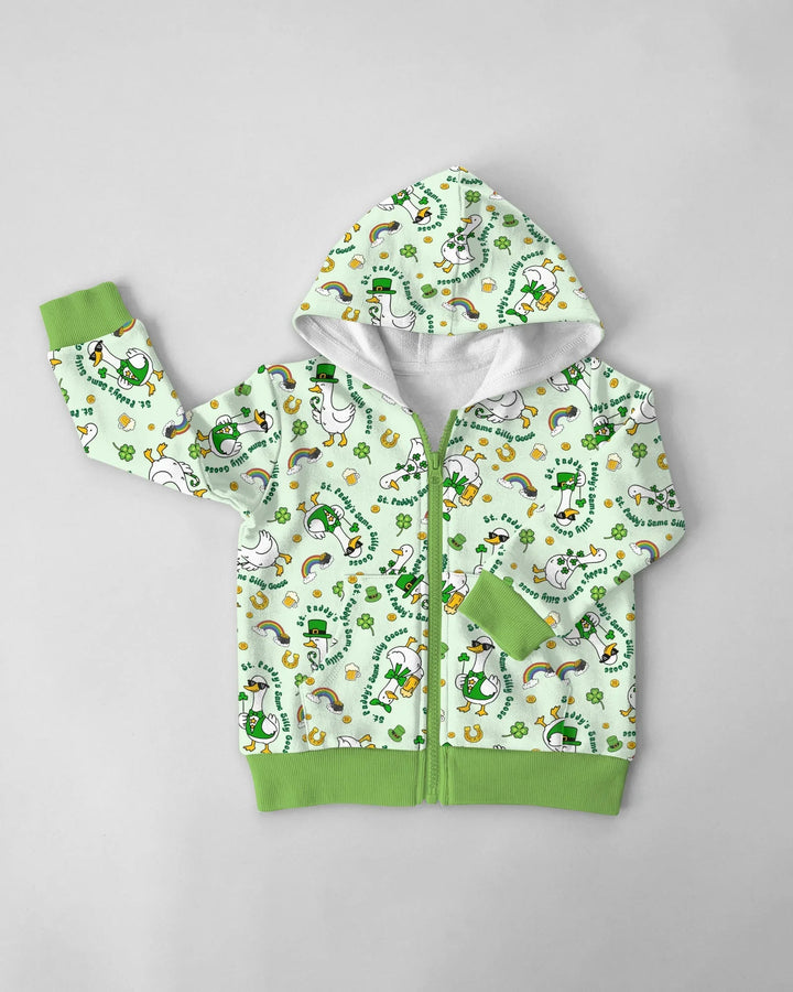 St. Patrick's Day Silly Goose Bamboo Zip Hoodie